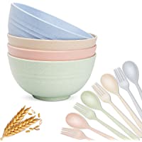 LOVEXIU Cuenco de Fideos de Trigo 4Pcs-Cuenco Duradero Irrompible-Paja Cereales Degradable Tazones-Tazones Desayuno…